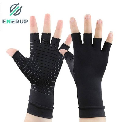 Enerup Custom Copper Infused Cycling Fingerless Joint Finger Pain Relief Therapy Anti Arthritis Gloves